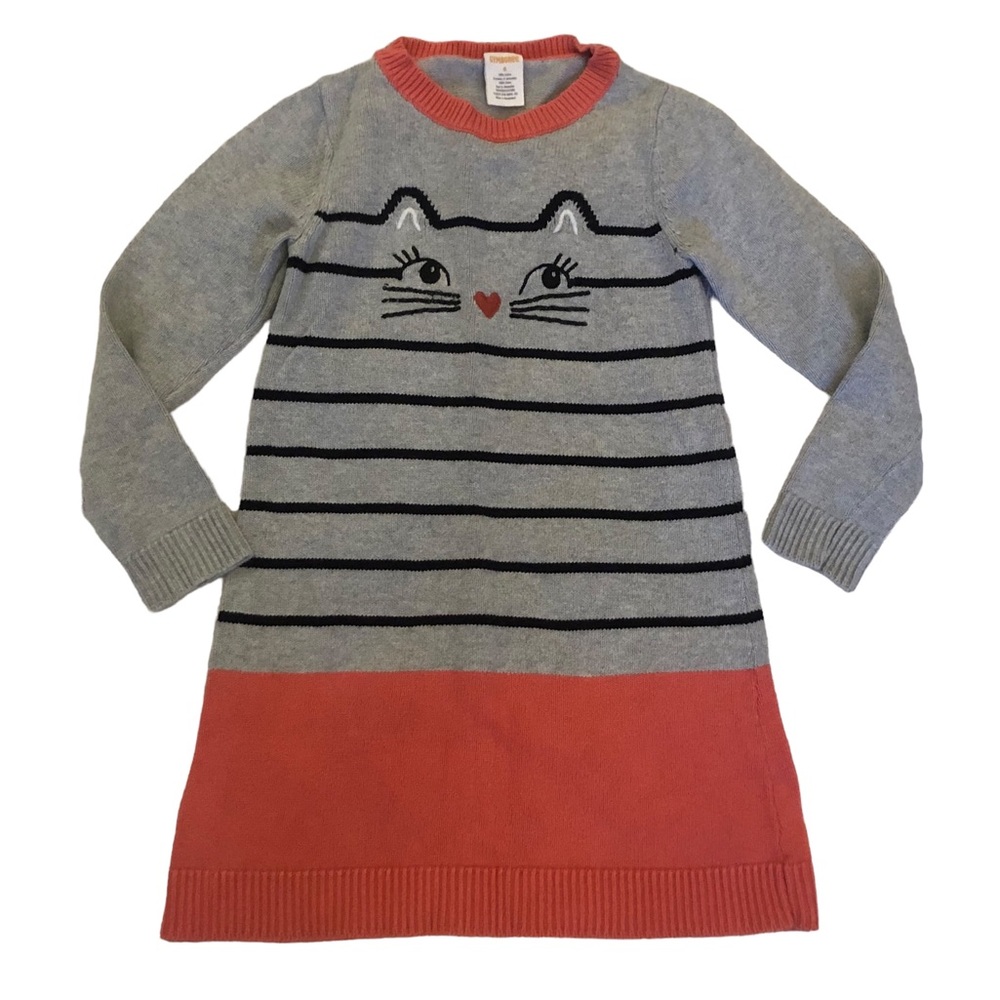 Gymboree Gray Striped Kitty Dress size 6 - Picture 1 of 8